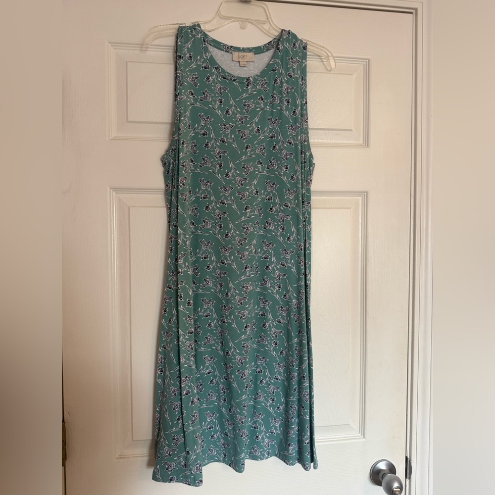 Loft Floral Sleeveless Swing Dress - Teal